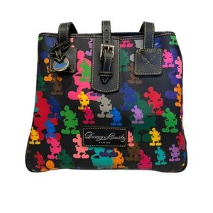 RETIRED Dooney & Bourke Mickey Mouse tote bag purse multicolor mickeys on black